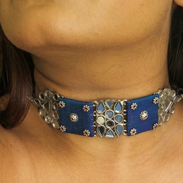 Raw Silk Mirror Choker